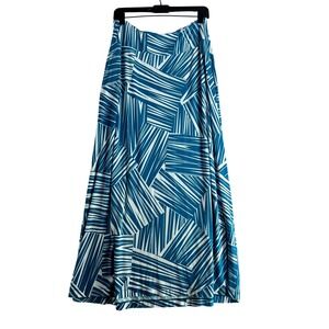 Tommy Bahama Blue White Abstract Geometric Print Maxi Skirt Womens Medium M